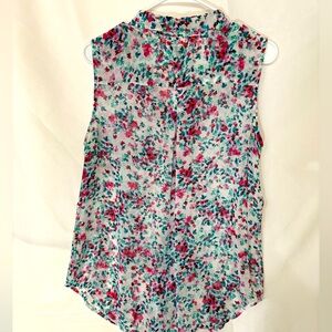 Liz Claiborne Button Sheer Floral Tank Size‎ Large